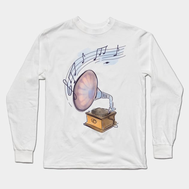 Gramophone Long Sleeve T-Shirt by ArtKsenia